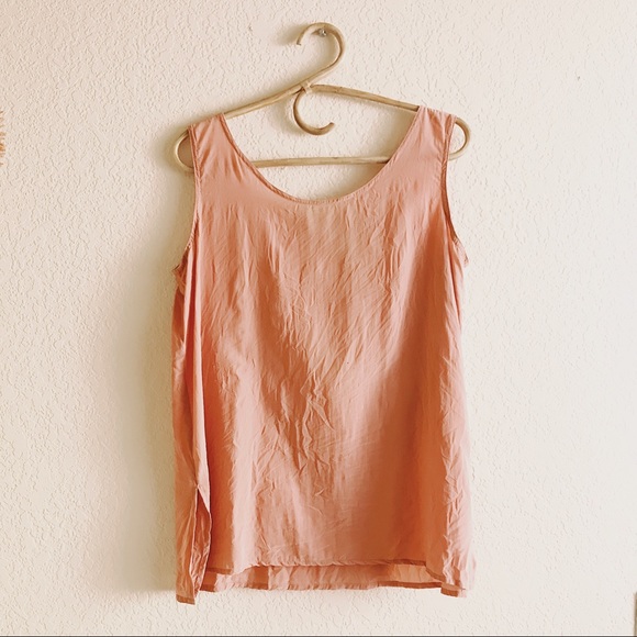 Vintage Tops - Vintage 100% Silk Shell Singlet Tank - Dusty Rose